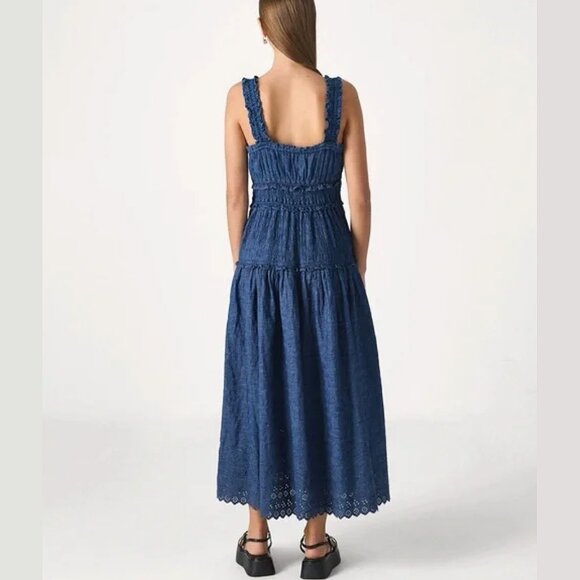 GAP X Doen Eyelet Maxi Dress in Denim Blue - Picture 5 of 7
